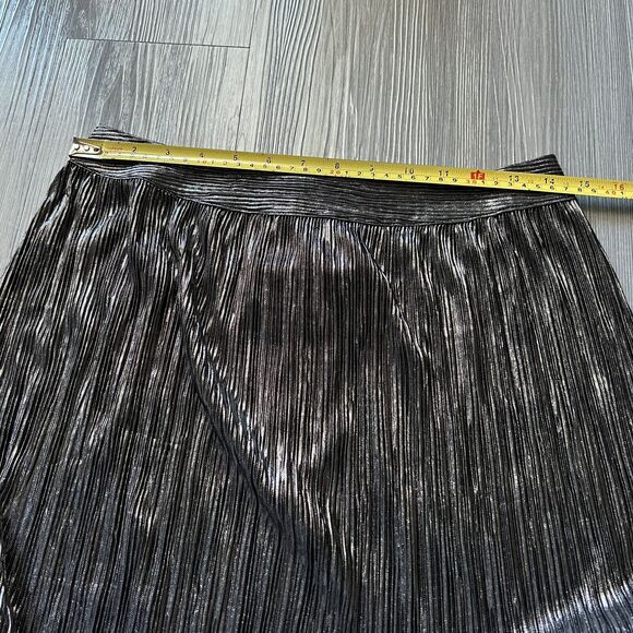 For Love And Lemons Skirt Womens Large Pleated Marion Gunmetal Metallic - Picture 9 of 14